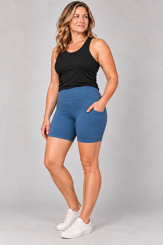 Bamboo Performance Biker Shorts w/ Pockets - Women&